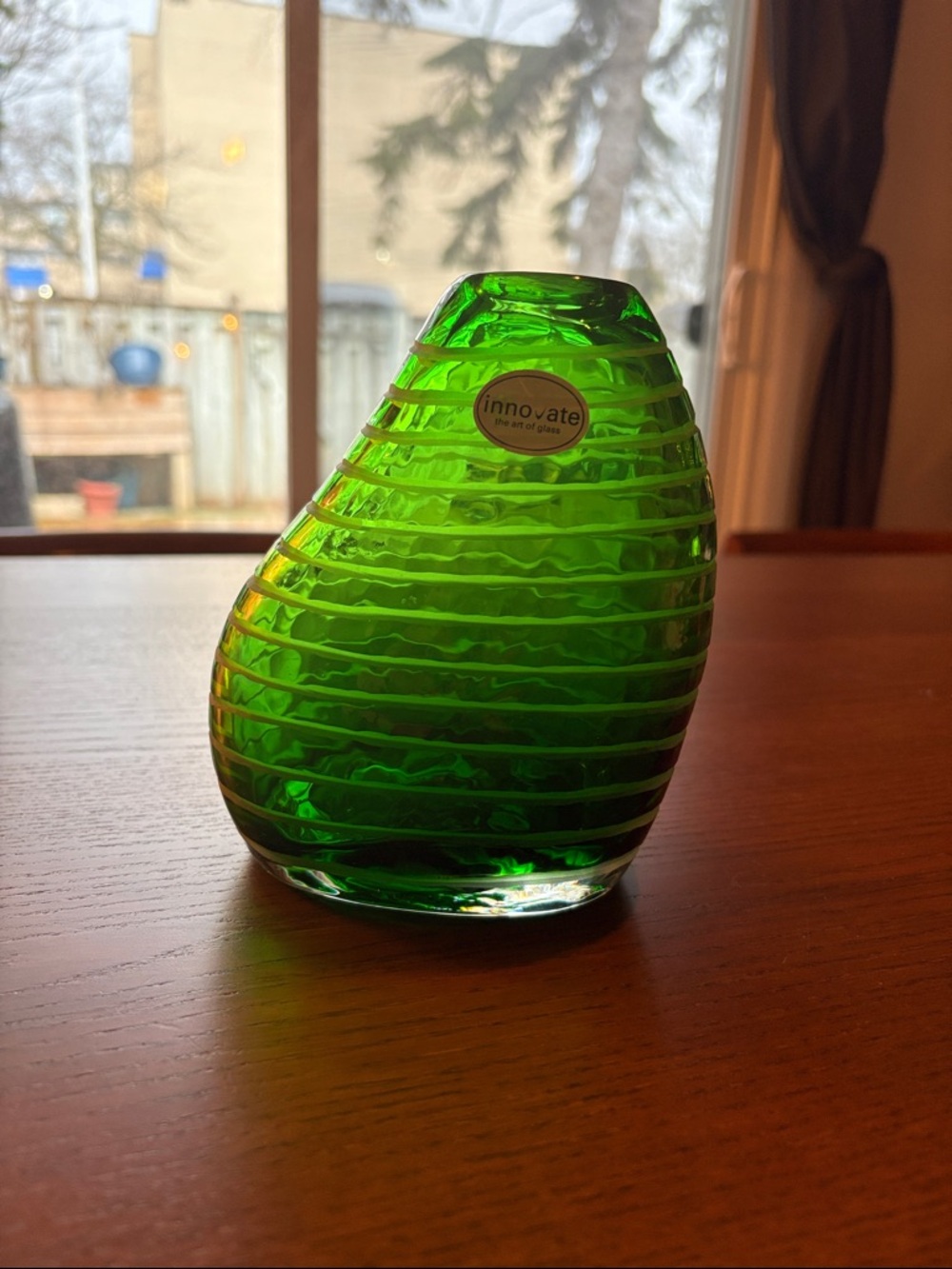 Frantisek Vizner Skrdlovice - Vintage Green Bladder Vase